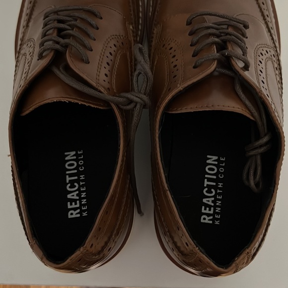 Reaction Kenneth Cole - Clyde flex lace up wing tip shoes NEW cognac - Picture 3 of 10